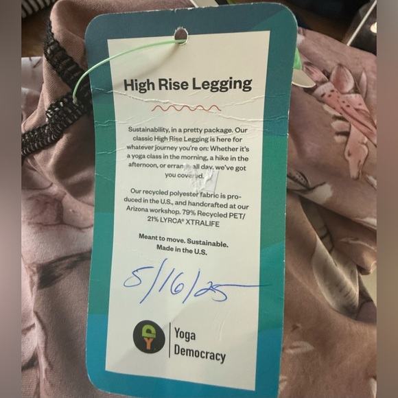 NWT. Yoga Democracy. Stokasaurus Printed Yoga Leggings Extra Long (32"). XS - Picture 14 of 15